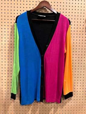 Vintage Softwear by Mark Singer Colorblock Cardigan Size SML